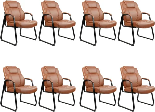 Miniatura 12 de CLATINA Big & Tall - Silla de invitados de 500 lb., sillas de recepción de oficina de cuero PU con base de trineo, silla de escritorio sin ruedas