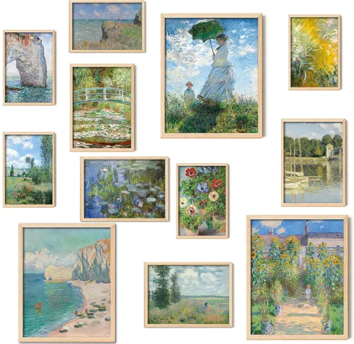 Miniatura 10 de Kizbok Juego de 9 carteles divertidos de gato negro, impresiones artísticas de pared de gato negro vintage de Monet Matisse Van Gogh, gatos negros
