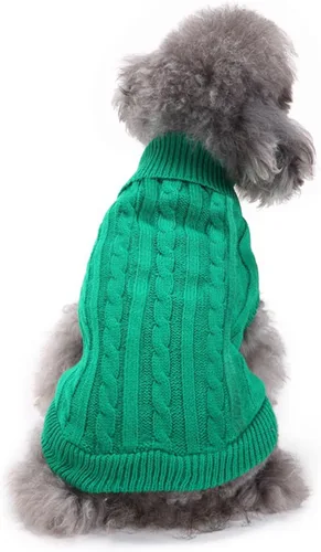Miniatura 19 de Suéteres tejidos para perros pequeños, sudadera cálida para mascotas y gatos, ropa de invierno, suéter para gatitos y cachorros (Grande, azul claro)
