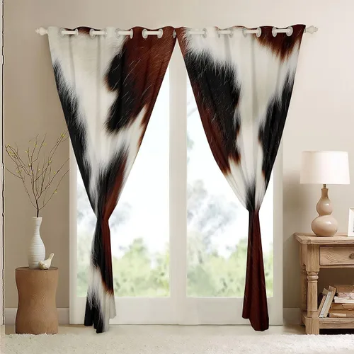 Miniatura 5 de Erosebridal Cortinas opacas con estampado de vaca lindo 30-50% para dormitorio, cortinas de piel de vaca de 38 pulgadas de ancho x 45 pulgadas