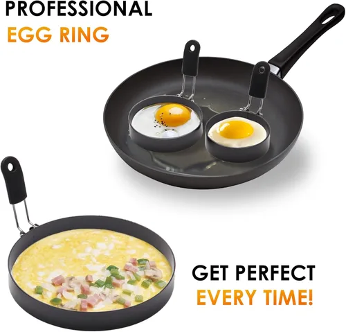 Miniatura 3 de Yevior Paquete de 6 anillos para huevos, 3 tamaños de anillos de cocina para freír, moldear huevos de cocina, moldes para panqueques, utensilios