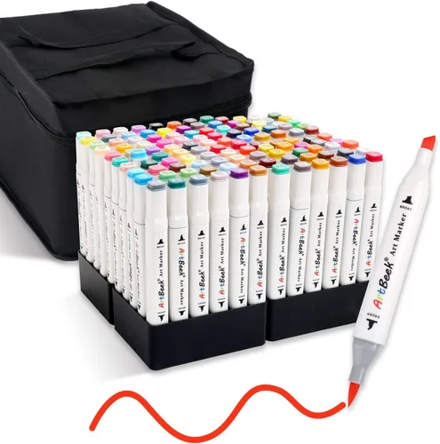 ArtBeek Marcadores de alcohol con punta de pincel de 120 colores, marcadores para colorear para adultos, sin sangrado, doble punta (punta de pincel