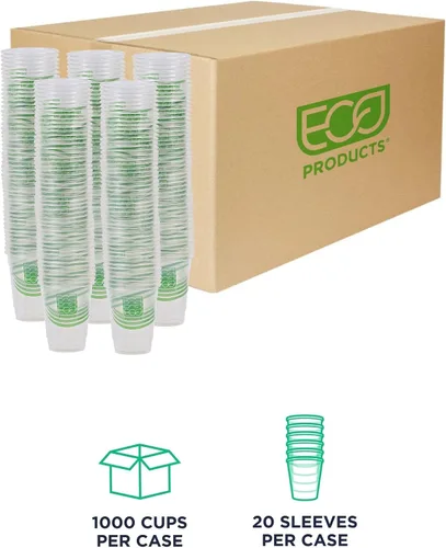 Miniatura 2 de ECO PRODUCTS GreenStripe - Vasos fríos transparentes de 9 onzas, vasos desechables de ácido poliláctico (PLA) a base de plantas para agua, jugo