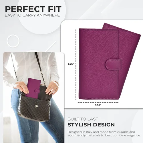 Miniatura 4 de Carteras de cuero con RFID y bolsillo de chequera para mujer, soporte duplicado de cheques tarjetas y bolígrafos
