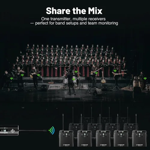 Miniatura 7 de Phenyx Pro Sistema de Monitor Inalámbrico UHF In-Ear, Sistema IEM Profesional con Monitoreo Estéreo, 16 Frecuencias, Rango de 200 pies, Transmisor