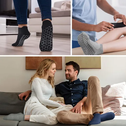 Miniatura 6 de Calcetines de yoga antideslizantes con agarres para pilates ballet barras descalzo calcetines antideslizantes de hospital para mujeres y hombres