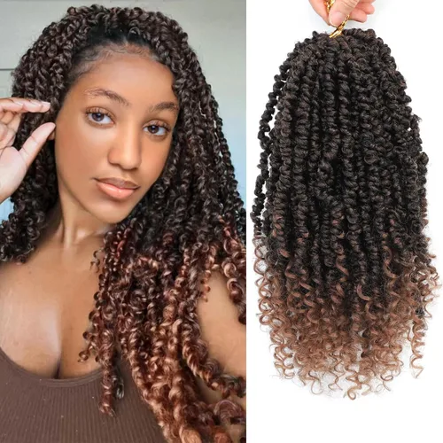 Miniatura 35 de Cabello de ganchillo Passion Twist, cabello Passion Twist pretrenzado, cabello Passion Twist de 10 pulgadas, trenzas de ganchillo cortas Passion