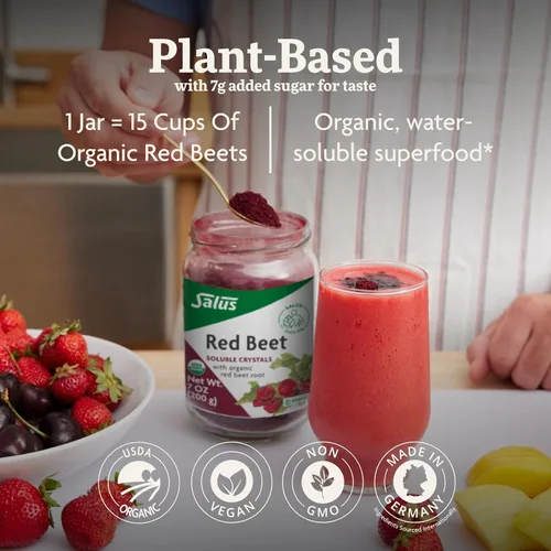 Miniatura 3 de Salus Red Beet Crystals – Mezcla de polvo de raíz de remolacha nutricional orgánica – Suplemento en polvo superalimento con vitamina C, folato