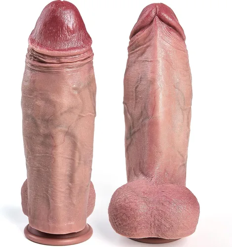 Consolador enorme realista - Consolador grande de 9.8 pulgadas para estimulación del clítoris, anal, punto G y la vagina con ventosa fuerte, manos
