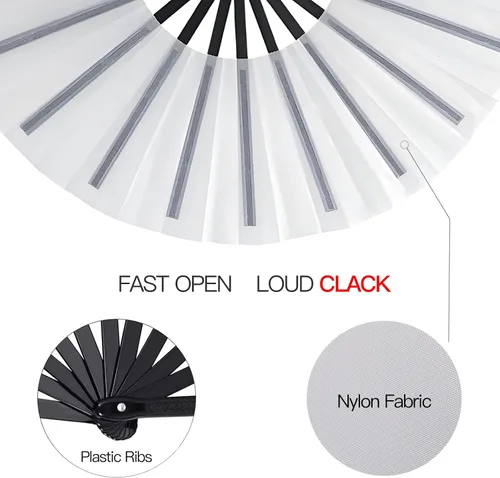 Miniatura 3 de Ventilador de mano plegable grande para baile de línea, botas en el suelo, abanicos de baile portátiles de tela de nailon de 13 pulgadas