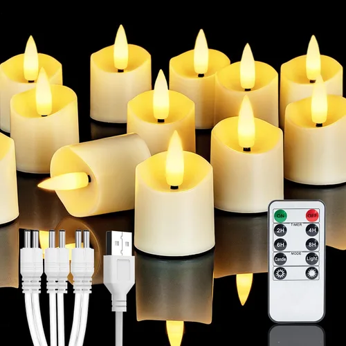 Homemory - Velas recargables sin llama, Velas votivas LED con temporizador de 2/4/6/8H, 6 piezas, velas de té operadas por batería con temporizador