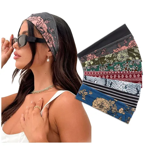 Miniatura 34 de DRESHOW 8 unidades de diademas ajustables con nudos antideslizantes elásticas, bandas de pelo de yoga para mujeres y niñas en colores sólidos