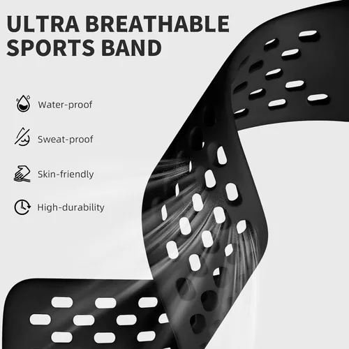 Miniatura 2 de Getino Bandas compatibles con Fitbit Charge, correas deportivas de repuesto ajustables transpirables suaves para Fitbit Charge 5/6, Negro