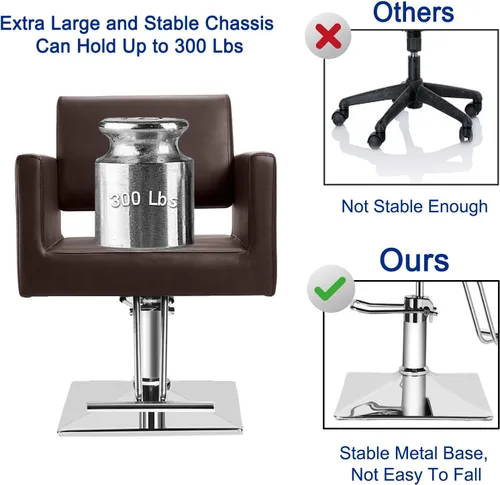 Miniatura 5 de Silla de peluquería para peluquería, capacidad de 330 libras, con bomba hidráulica resistente, equipo de belleza giratorio de 360°, estilista