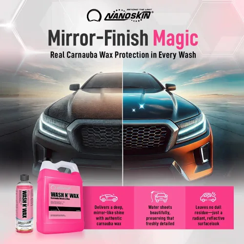 Miniatura 2 de Nanoskin WASH N' WAX con carnauba de 16 onzas – Limpia y brilla en un solo paso Funciona con cañón de espuma, pistola de espuma, lavado de cubo