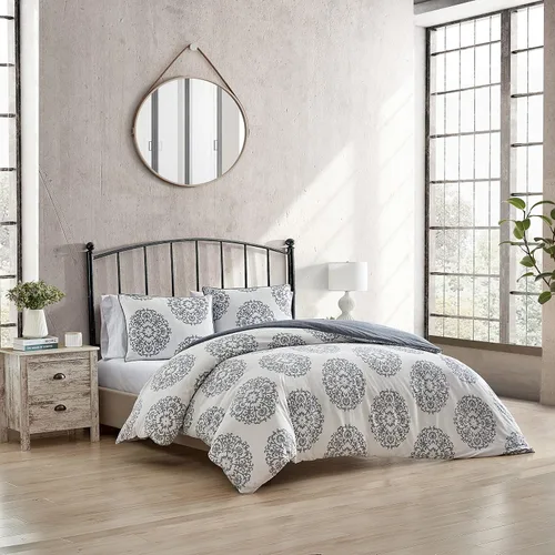 Miniatura 2 de Stone Cottage - Juego de funda de edredón tamaño Queen, ropa de cama reversible de satén de algodón con fundas a juego, juego de cama ideal