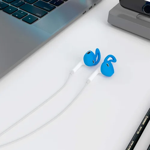 Miniatura 6 de D & K Exclusives Puntas de gancho para auriculares [7 pares] Geles antideslizantes de silicona suave para auriculares, negro, blanco, rojo, naranja