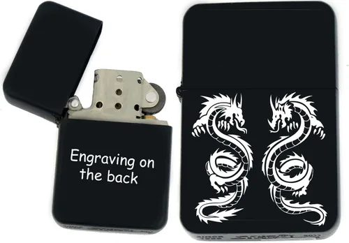 Miniatura 16 de Groomsman - Encendedor personalizado a prueba de viento negro mate, grabado láser gratuito para él, marido, padre, padrinos de boda Yin-yang-tigre