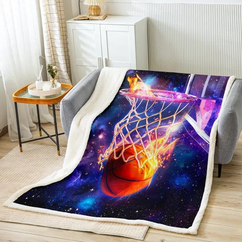 Miniatura 23 de Manfei Sports Car Kids Throw Blanket Blue and Orange Fire Bed Blanket for Boys Girls Room Decor, Black Racing Car Blanket for Couch Sofa, Soft and