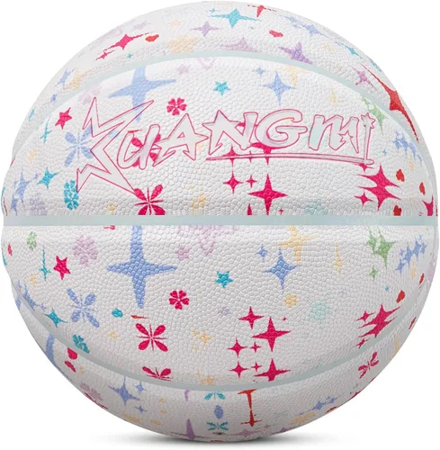 Miniatura 19 de Kuangmi Serie Rosa Balón de Baloncesto, Diseño Premium Estampado para Rendimiento Callejero, Tamaño Oficial para Hombres 7 de 29.5 Pulgadas