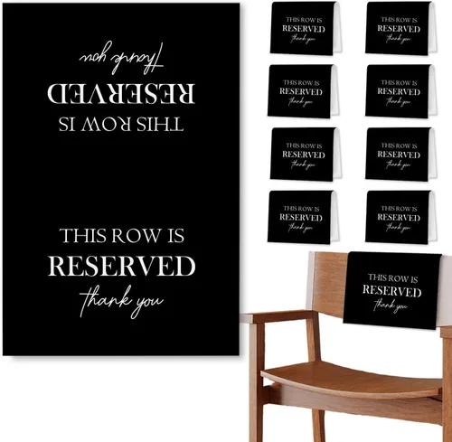 Miniatura 17 de Señales de Asiento Reservado para Sillas, Esta Fila Está Reservada Paños de Banco para Asientos de Iglesia, Decoraciones de Boda para Recepciones