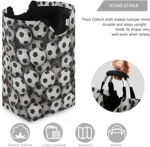 Miniatura 3 de visesunny Cesta plegable para ropa sucia, pelota de fútbol, impresión 3D, cesta grande para ropa sucia, tela Oxford, organizador de juguetes con asa
