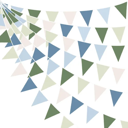 Miniatura 9 de Banderín amarillo y verde de 32 pies con banderines de tela de girasol, mariposa, triangular, guirnalda para decoración de fiesta de primavera