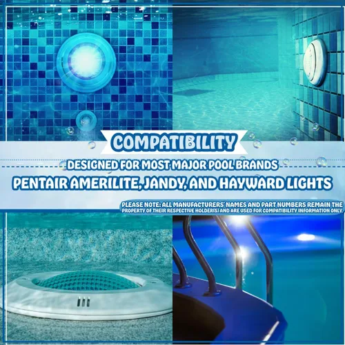 Miniatura 6 de Poolzilla Lente submarina incandescente azul para luz de piscina, compatible con Pentair Amerlite, 7.5 pulgadas