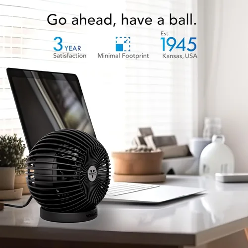 Miniatura 6 de Ventilador personal ajustable Vornado SPHERE, funcionamiento silencioso, flujo de aire de enfriamiento dirigido, 2 ajustes de velocidad, control