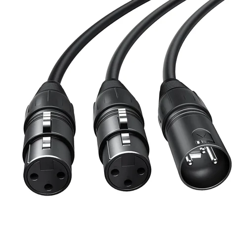 Miniatura 8 de CableCreation Divisor XLR equilibrado de 1 pie x 2 piezas, 2 x LR hembra a XL R macho, micrófono de 3 pines x L R Y cable de micrófono dividido 1