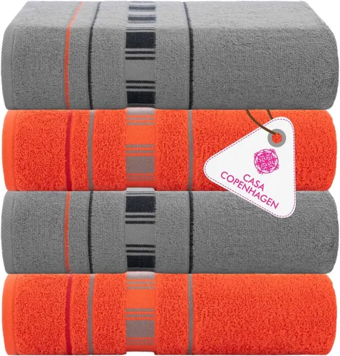 Miniatura 66 de CASA COPENHAGEN Juego de 6 toallas de palomitas de maíz, color azul polvoriento, 21.16 oz/m², 2 toallas de baño, 2 toallas de mano y 2 toallas