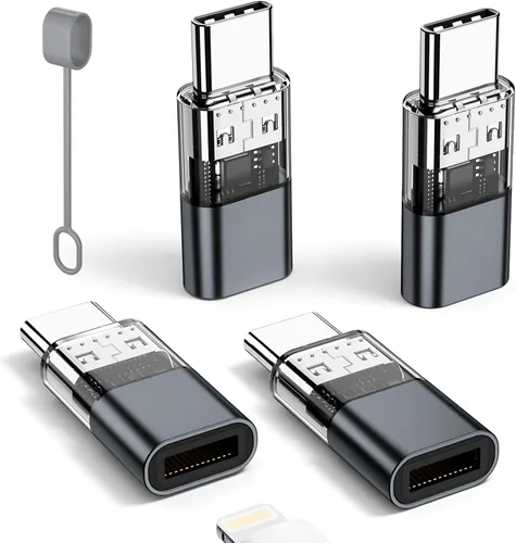 Paquete de 4 adaptadores Lightning a USB C para iPhone 15/16/16 Pro Max/Plus, Samsung S24, soporta carga y transferencia de datos, cable conector de