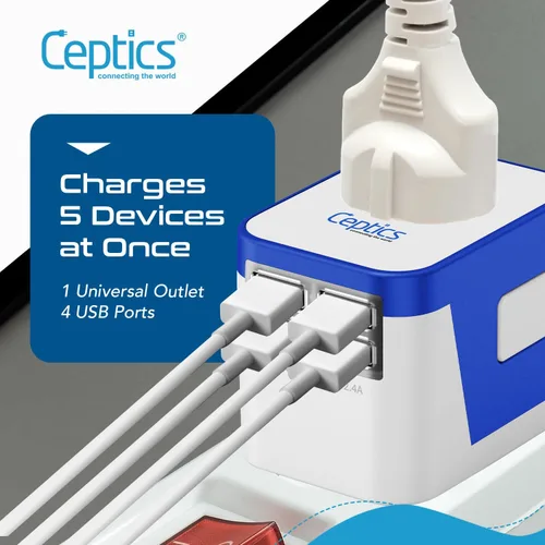 Miniatura 3 de Adaptador de conexión universal a tierra Ceptics All in One Adapter/ W USB Blanco