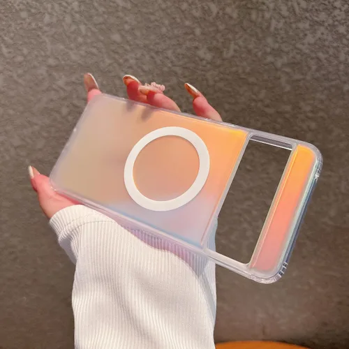 Miniatura 17 de Magnética para Google Pixel 8 Funda para Mujeres, [Efecto Holográfico Iridiscente que Cambia de Color] Funda Protectora de Teléfono Mate de Moda