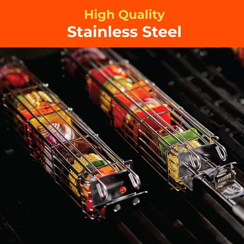 Miniatura 6 de Cesta grande para asar con mango extraíble. Construcción de acero inoxidable con una mayor capacidad (12 x 2 x 2) y tapa segura de fácil cierre.