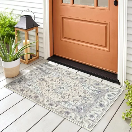 Miniatura 19 de GLN Rugs Traditional Collection - Alfombra de felpilla lavable a máquina, tradicional, antideslizante, alfombra de felpilla de pelo bajo, para sala
