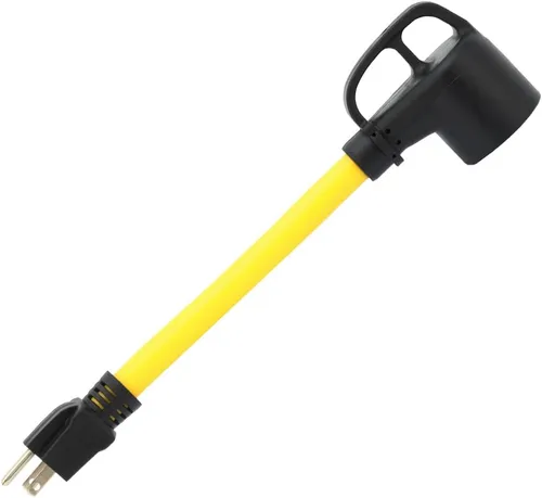 Miniatura 2 de Nema 5-15P a TT-30R Cable adaptador de corriente, 15A macho doméstico a 30A remolque hembra adaptador en ángulo, STW 10AWG Longitud = 1 pie