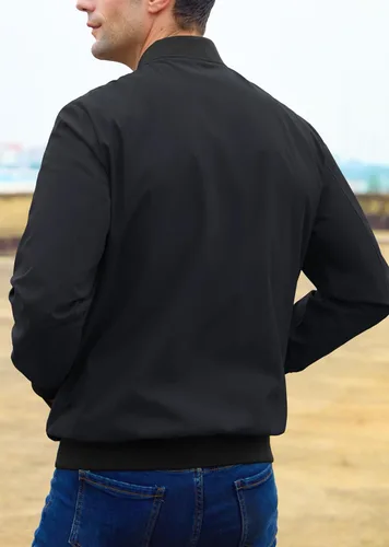 Miniatura 4 de MAGCOMSEN Chaqueta bomber para hombre, chaqueta ligera con cremallera completa, cortavientos ligera, casual, elegante, chaquetas de golf