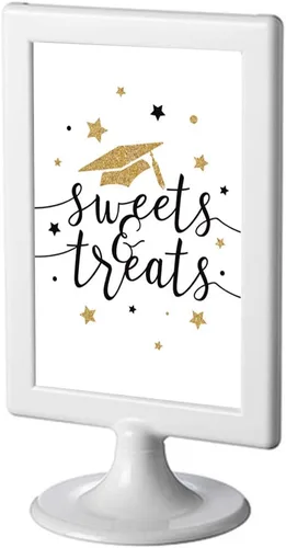 Miniatura 12 de Andaz Press Colección de fiesta de graduación con purpurina blanca y dorada, tarjetas de juego de adivinanzas de caramelos, paquete de 30, Tarjetas