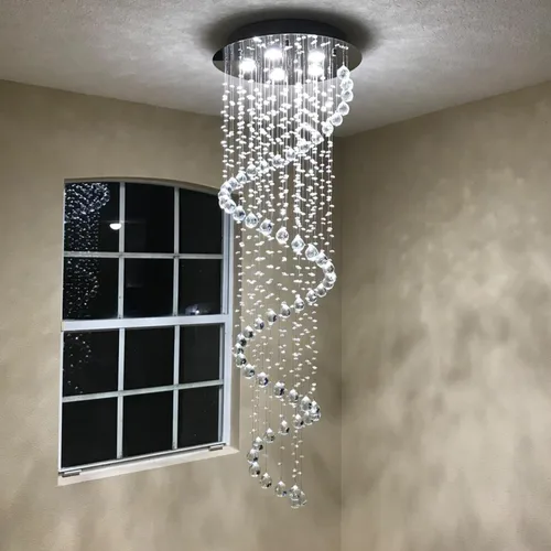 Miniatura 10 de 3-Lights Spairal Crystal Chandelier,Modern Raindrop Light Fixture Pendant Ceiling Mount Lamp Lighting Fixtures for LivingRoom, Bedroom, Bathroom D9