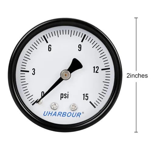 Miniatura 2 de Manómetro de presión de agua para gas y agua (15 psi) escala única con conexión trasera NPT de 1/4