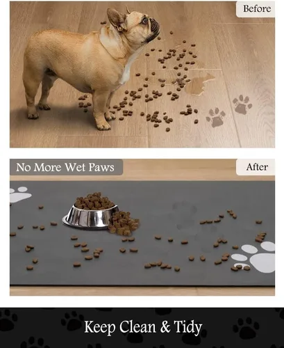 Miniatura 3 de Tapete para comedero de mascotas, absorbente, para tazón de alimentos y dispensador de agua del perro, no deja manchas, se seca rápido