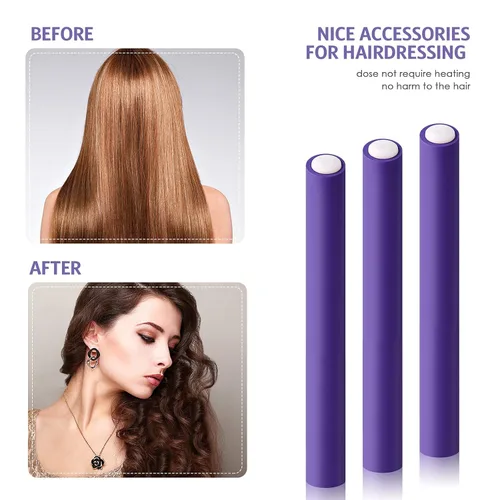 Miniatura 4 de Syhood - 30 piezas de varillas rizadoras flexibles, rulos de cabello con espuma suave sin calor y 1 peine de cola de rata de acero para mujeres