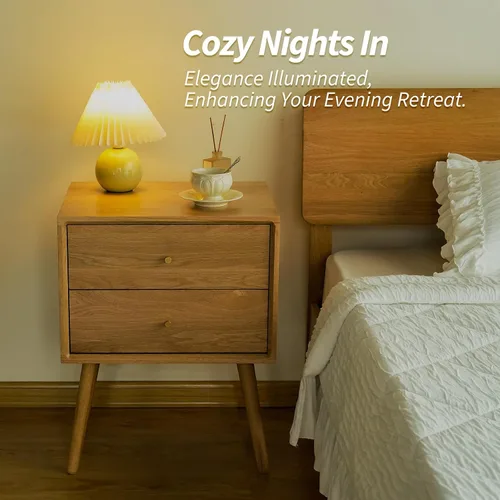 Miniatura 9 de Mesita de noche Midcentury moderna de madera maciza con cajón, mesa auxiliar con pata de taburete alta, 25.98 pulgadas de alto x 19.69 pulgadas