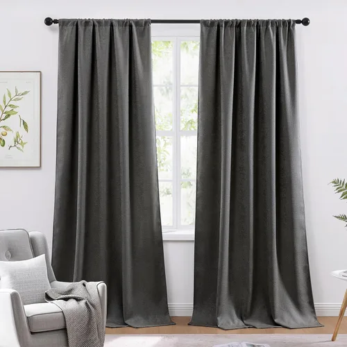 Miniatura 9 de WRENSONGE Cortinas opacas para dormitorio, cortinas opacas negras de 63 pulgadas de largo para sala de estar, ventanas, cocina, habitación, cortinas