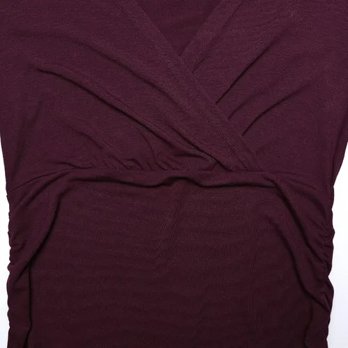 Miniatura 4 de Camisa de maternidad de manga larga con cuello en V cruzado, camiseta de lactancia cruzada