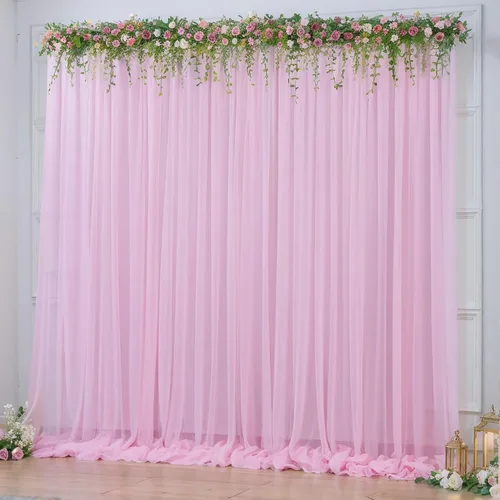 Miniatura 33 de Cortina de telón de fondo de tul azul bebé de 10 x 10 pies para fiestas, cortinas de fondo transparentes para bodas, baby shower, baby shower