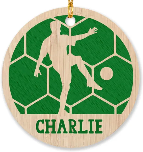 Adorno de Navidad de balón de fútbol, adorno de fútbol personalizado con nombre, adorno de jugador de fútbol personalizado para árbol de Navidad