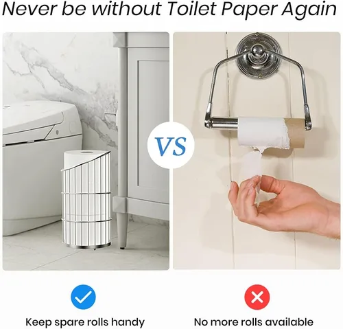 Miniatura 2 de Soporte de papel higiénico con almacenamiento de papel higiénico para baño, organizador de reserva de rollo de papel higiénico, dispensador A-negro