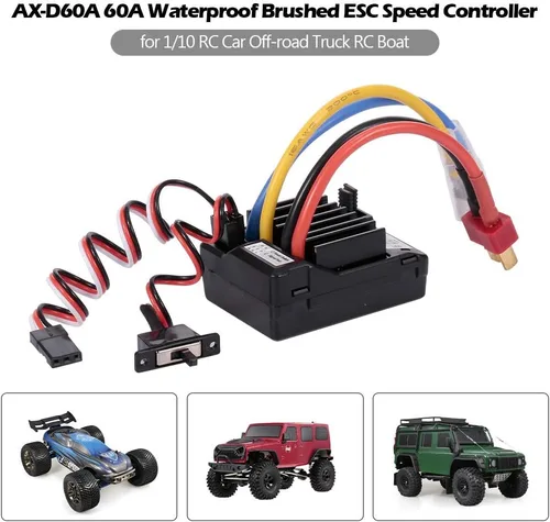 Miniatura 2 de GoolRC AX-D60A 60A impermeable cepillado ESC controlador electrónico de velocidad para 1/10 RC Car Off-Road Truck RC Boat RC Boat 2S LiPo 6-8S NiMh